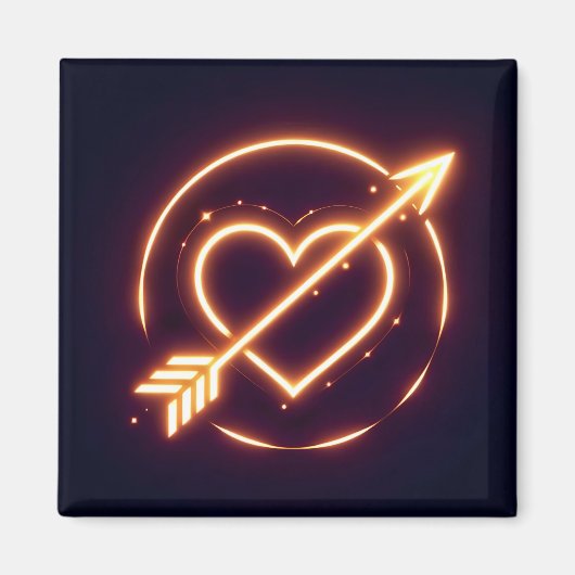 glowing image of a heart with cupid's arrow magnet (Vorne)