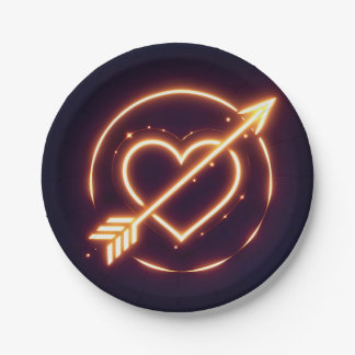 glowing image of a heart with cupid's arrow pappteller