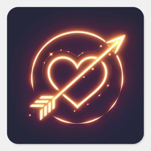 glowing image of a heart with cupid's arrow quadratischer aufkleber (Vorderseite)