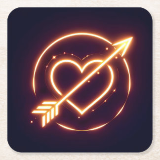 glowing image of a heart with cupid's arrow rechteckiger pappuntersetzer