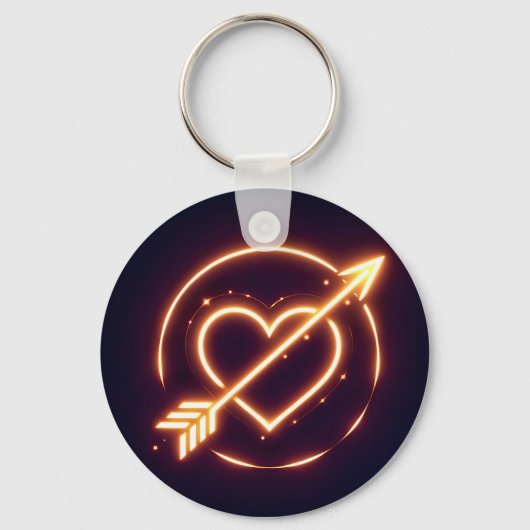 glowing image of a heart with cupid's arrow schlüsselanhänger (Vorderseite)