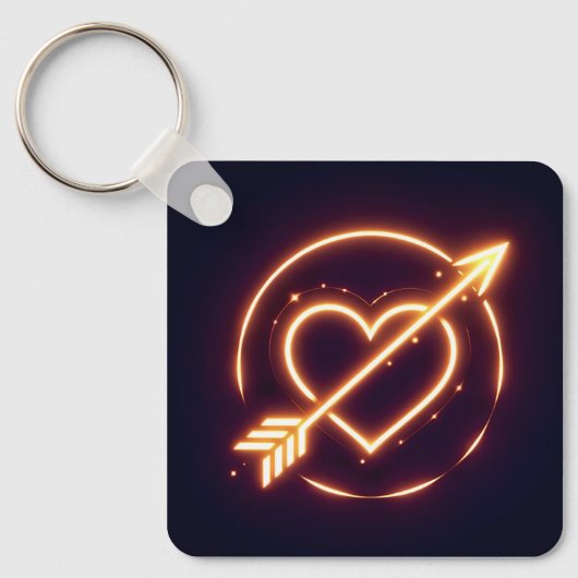 glowing image of a heart with cupid's arrow schlüsselanhänger (Vorderseite)