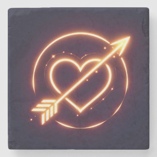 glowing image of a heart with cupid's arrow steinuntersetzer