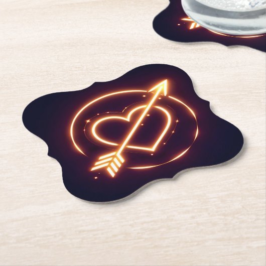 glowing image of a heart with cupid's arrow untersetzer (angewinkelt)