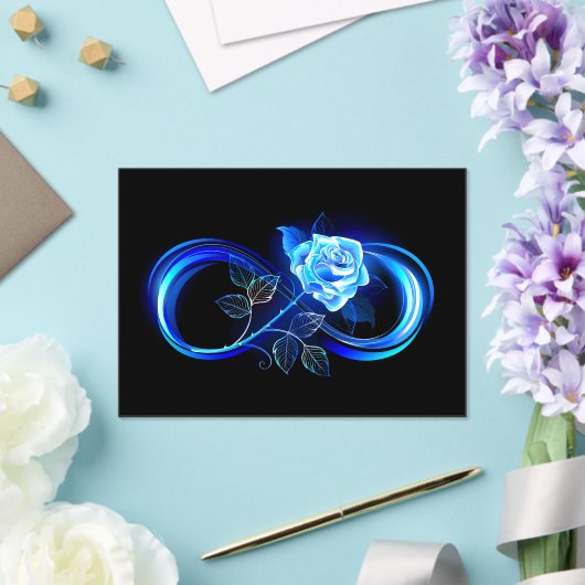 Glowing infinity with blue rose acryleinladungen (In Situ (Hochzeit))