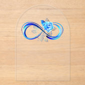 Glowing infinity with blue rose acryleinladungen (Vorderseite)