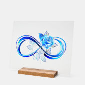 Glowing infinity with blue rose acrylschild (Winkel)
