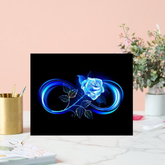 Glowing infinity with blue rose acrylschild (Hochzeit)