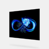 Glowing infinity with blue rose acrylschild (Winkel)