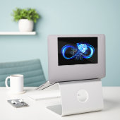 Glowing infinity with blue rose aufkleber (Laptop auf Schreibtisch)
