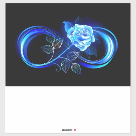 Glowing infinity with blue rose aufkleber (Blatt)