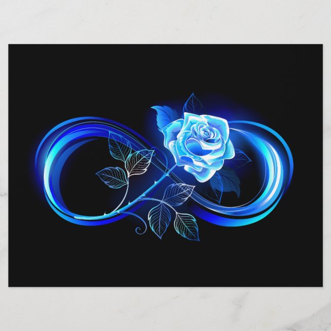 Glowing infinity with blue rose briefbogen (Vorderseite)