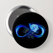 Glowing infinity with blue rose button (Vorne & Hinten)