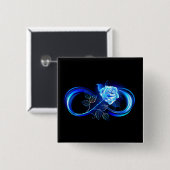 Glowing infinity with blue rose button (Vorne & Hinten)