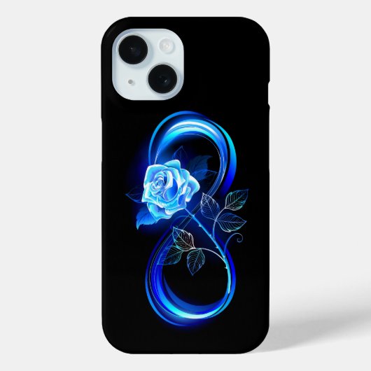 Glowing infinity with blue rose Case-Mate iPhone hülle (Rückseite)