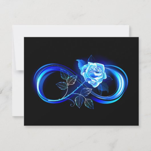 Glowing infinity with blue rose dankeskarte (Vorderseite)