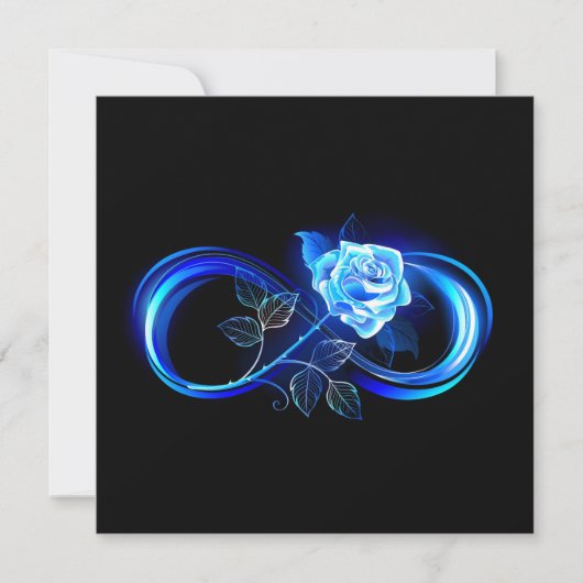 Glowing infinity with blue rose dankeskarte (Vorderseite)