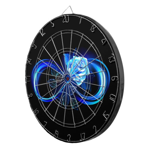 Glowing infinity with blue rose dartscheibe (Vorderseite rechts)