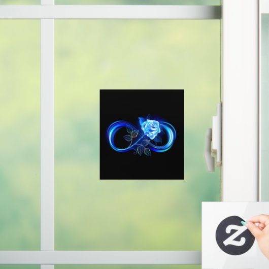 Glowing infinity with blue rose fensteraufkleber (Zuhause)