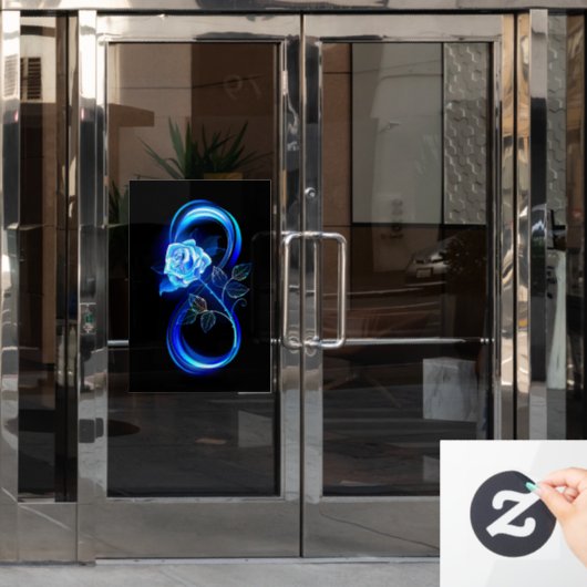 Glowing infinity with blue rose fensteraufkleber (Büro Tür)