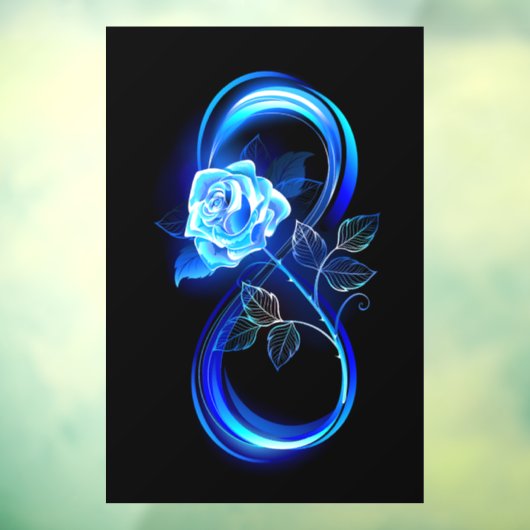 Glowing infinity with blue rose fensteraufkleber (Blatt 3)
