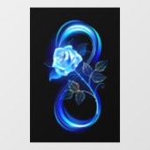 Glowing infinity with blue rose fensteraufkleber (Blatt)