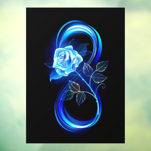 Glowing infinity with blue rose fensteraufkleber (Blatt 3)