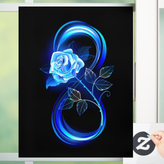 Glowing infinity with blue rose fensteraufkleber (Zuhause)