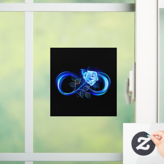 Glowing infinity with blue rose fensteraufkleber (Zuhause)