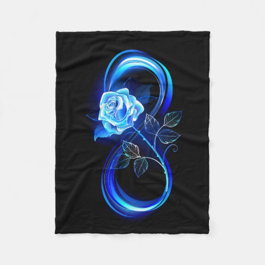 Glowing infinity with blue rose fleecedecke (Vorderseite)