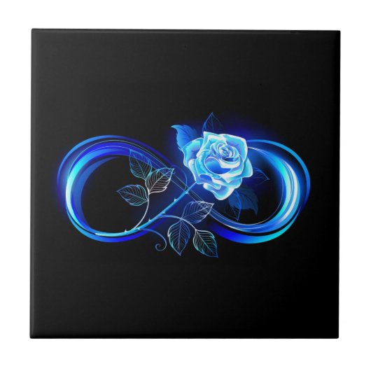 Glowing infinity with blue rose fliese (Vorderseite)