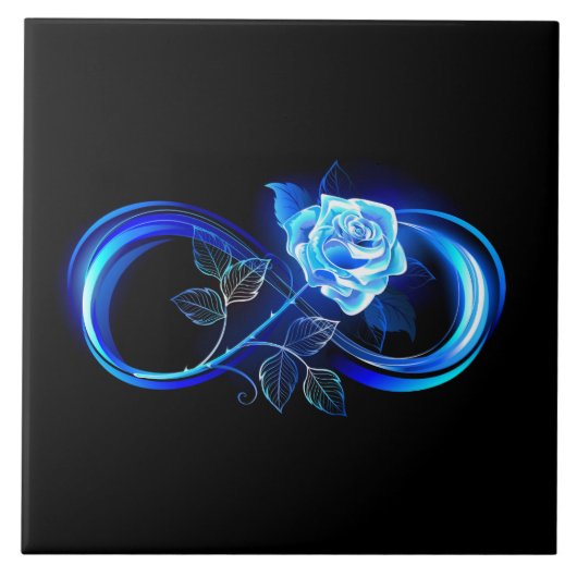 Glowing infinity with blue rose fliese (Vorderseite)