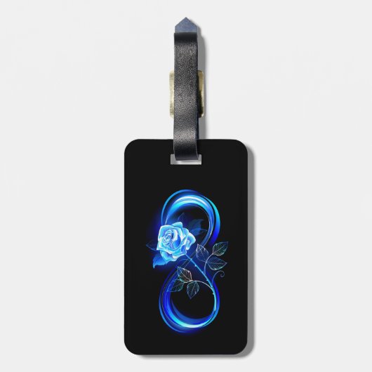 Glowing infinity with blue rose gepäckanhänger (Rückseite vertikal)
