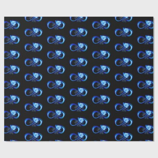 Glowing infinity with blue rose geschenkpapier (Flach)