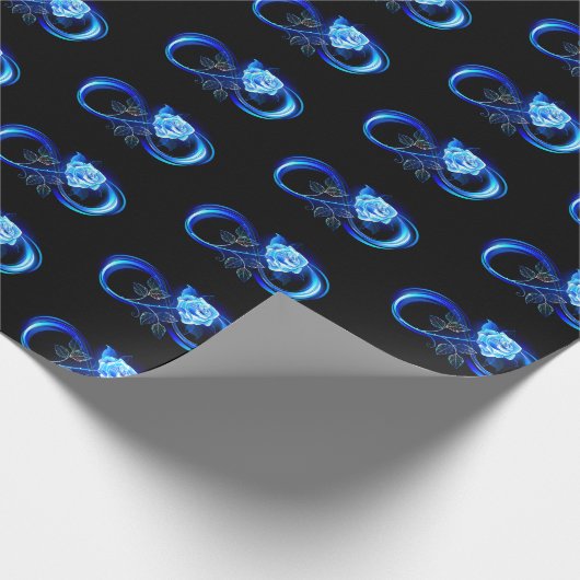 Glowing infinity with blue rose geschenkpapier (Ecke)