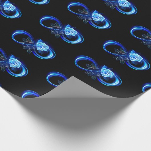 Glowing infinity with blue rose geschenkpapier (Ecke)