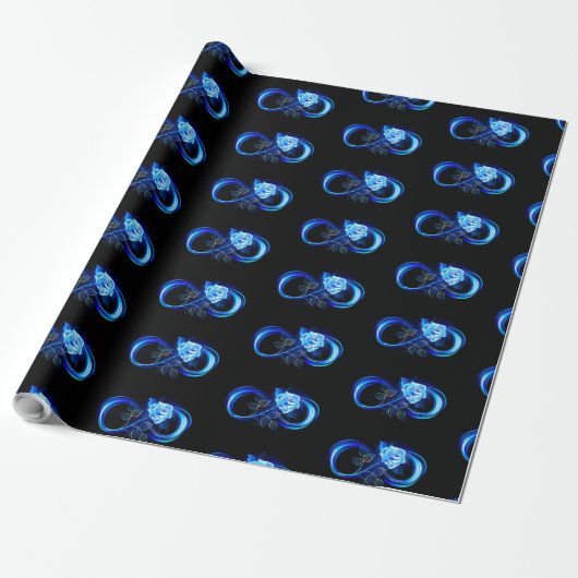 Glowing infinity with blue rose geschenkpapier (Ungerollt)