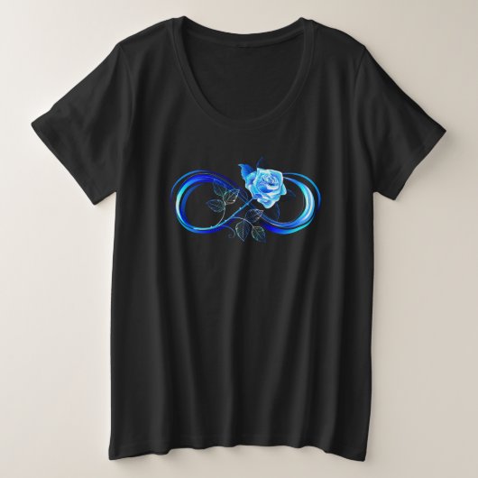 Glowing infinity with blue rose große größe T-Shirt (Design vorne)