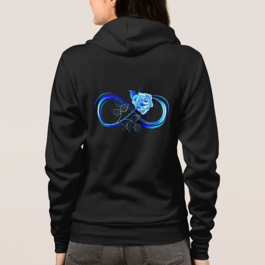 Glowing infinity with blue rose hoodie (Rückseite)