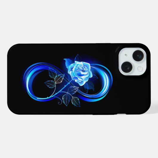 Glowing infinity with blue rose iPhone hülle (Rückseite (Horizontal))