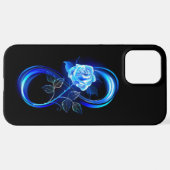 Glowing infinity with blue rose iPhone hülle (Hinten horizontal)