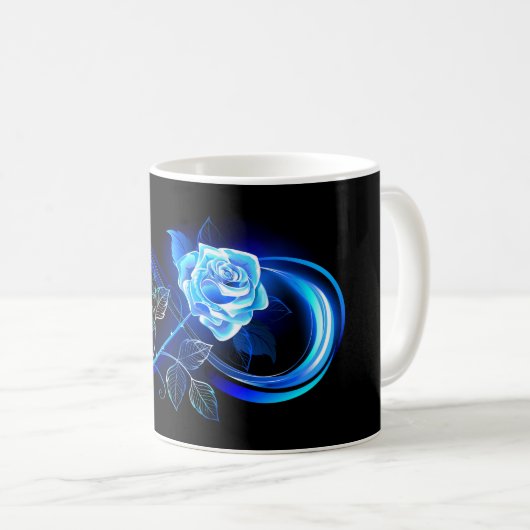 Glowing infinity with blue rose kaffeetasse (VorderseiteRechts)