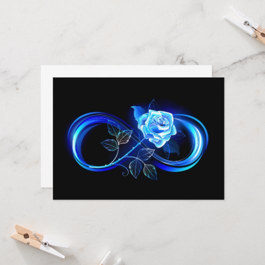 Glowing infinity with blue rose karte (Vorderseite/Rückseite Beispiel)