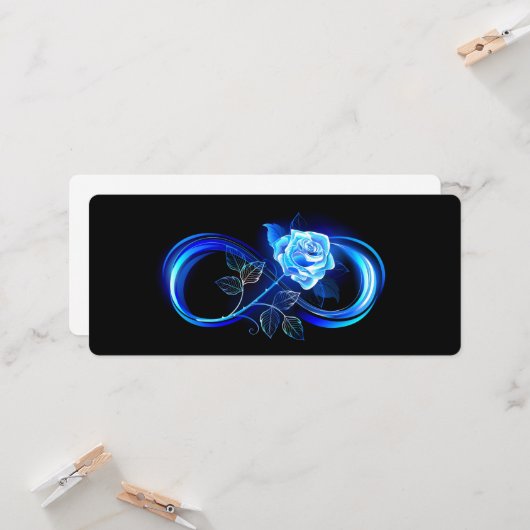 Glowing infinity with blue rose karte (Vorderseite/Rückseite Beispiel)