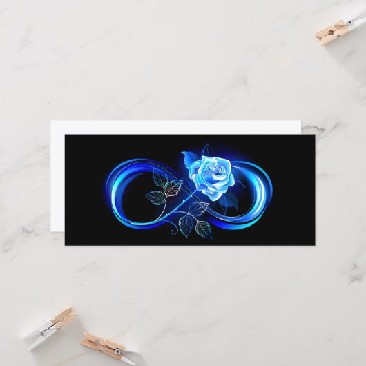 Glowing infinity with blue rose karte (Vorderseite/Rückseite Beispiel)