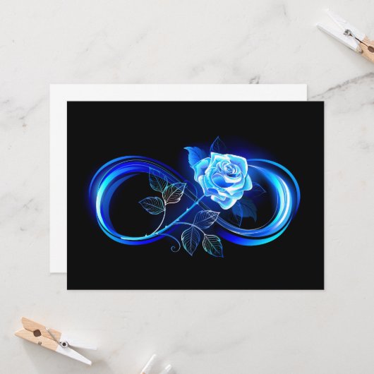 Glowing infinity with blue rose karte (Vorderseite/Rückseite Beispiel)
