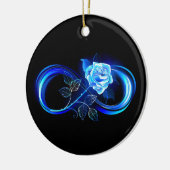 Glowing infinity with blue rose keramik ornament (Links)