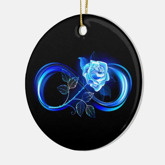 Glowing infinity with blue rose keramik ornament (Links)