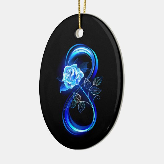 Glowing infinity with blue rose keramik ornament (Links)