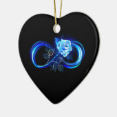 Glowing infinity with blue rose keramik ornament (Links)